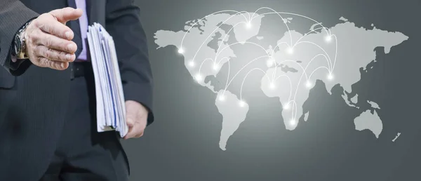 Business Man International Map — Stock Photo, Image