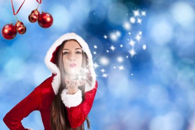 kadın Noel arka plan, mutlu yeni yıl