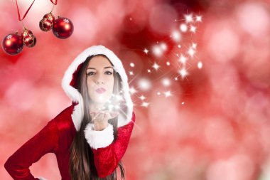 kadın Noel arka plan üzerinde