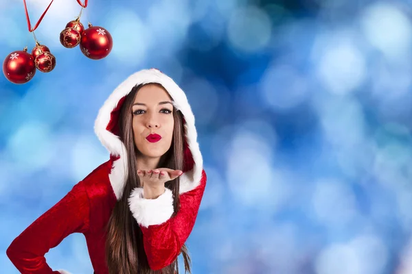 Woman Christmas Background Happy New Year Stock Picture