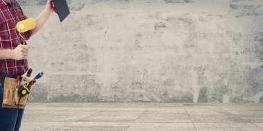 profesyonel ressam metin için yer ile duvar ile mason