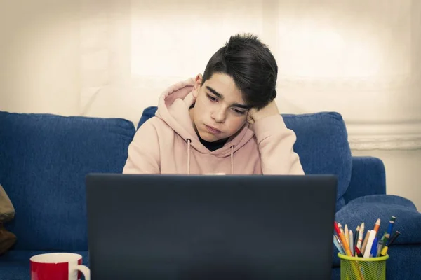 Young Student Working Computer — Stock Photo, Image