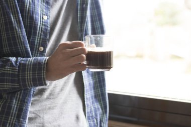 pencere, meyve suyu, içecekler ve kavram kahve içme