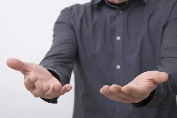 Geschäftsmann Reicht Nahaufnahme Gesichtsausdruck — Stockfoto