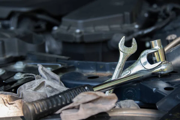 Tools Car Engine Workshop — Stock Photo, Image