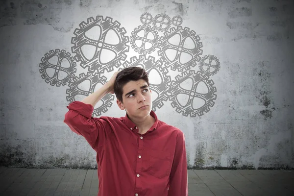 Retrato Jovem Pensativo Adolescente — Fotografia de Stock