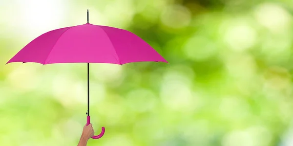 Mão Com Guarda Chuva Aberto Fundo — Fotografia de Stock