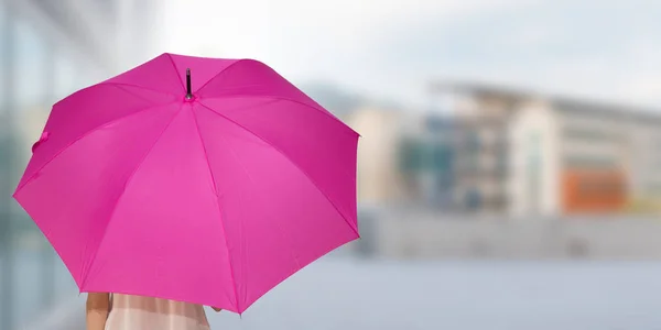 Woman Umbrella Outdoors Her Back — Stock Photo, Image