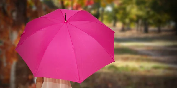 Woman Umbrella Outdoors Her Back — Stock Photo, Image