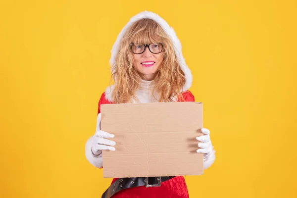 Santa Claus Isolado Com Sinal Espaço Para Texto Anúncios — Fotografia de Stock