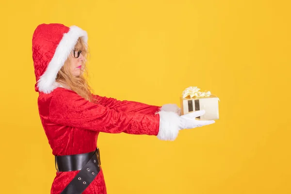 Santa Claus Izolované Barevném Pozadí Dárky — Stock fotografie