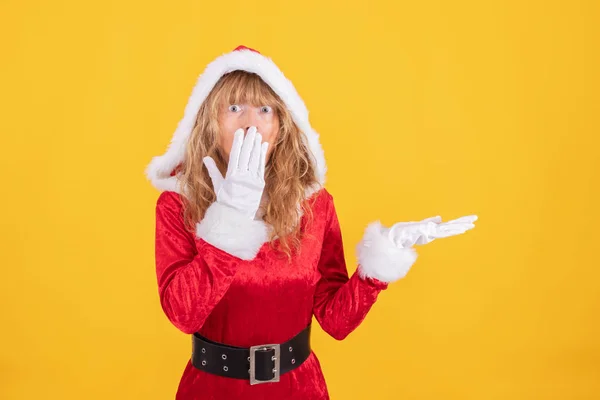 Santa Claus Žena Izolované Barevném Pozadí — Stock fotografie