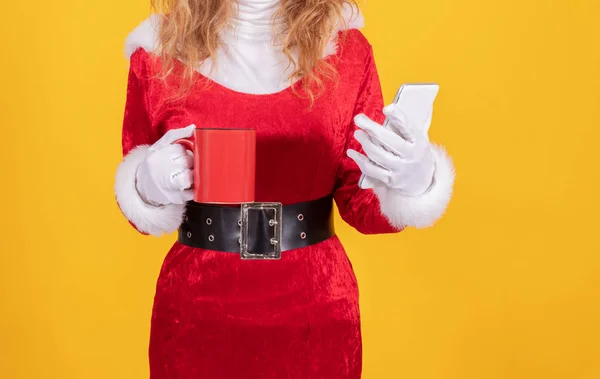 Santa Claus Mujer Aislado Color Fondo — Foto de Stock