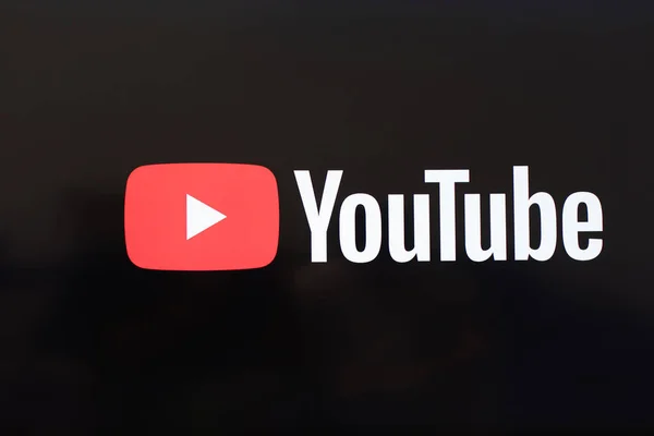 Галисия Испания Сентября 2019 Года Логотип Youtube Экране Телевизора Youtube — стоковое фото