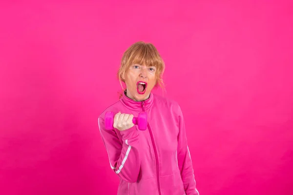 Palestra Manubrio Donna Fare Sport Colore Sfondo — Foto Stock