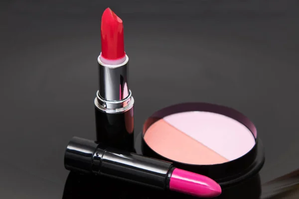 Lipstick Make Zwarte Achtergrond — Stockfoto