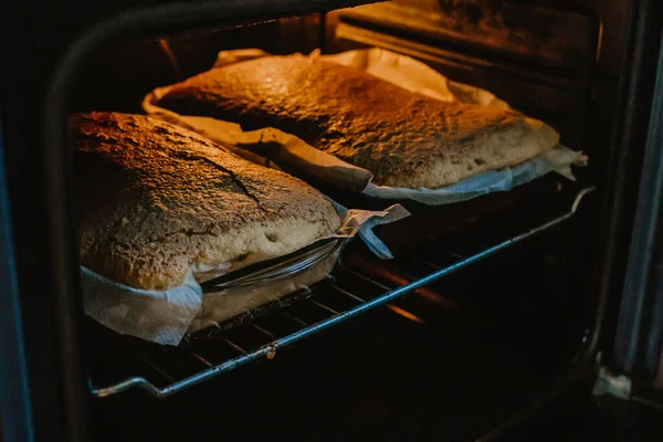 traditional homemade cake or sponge cake baking inside the oven