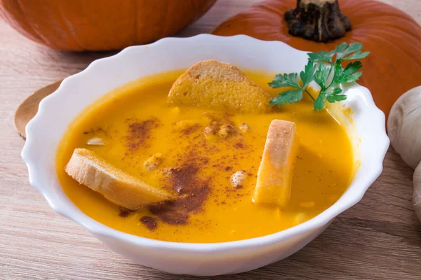 Cream Pumpkin Puree Dish — 스톡 사진