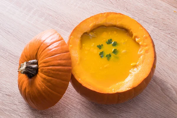 Naturlig Pumpa Med Grädde Eller Ren Pumpa — Stockfoto