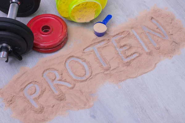 Proteína Creatina Com Treinamento Peso — Fotografia de Stock