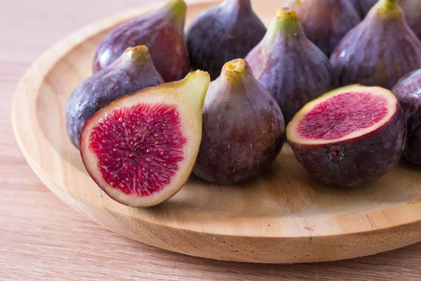 Natural Black Figs Grouped Wood — Stock Photo, Image
