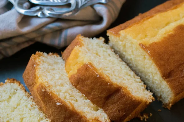 Biscuit Traditionele Zelfgemaakte Recept Gesneden Taart — Stockfoto