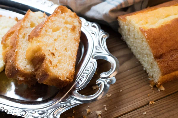 Torta Fatta Casa Tradizionale Presentata Affettata — Foto Stock