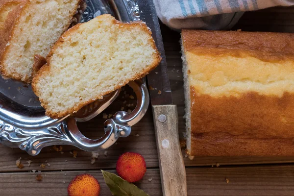 Torta Fatta Casa Tradizionale Presentata Affettata — Foto Stock