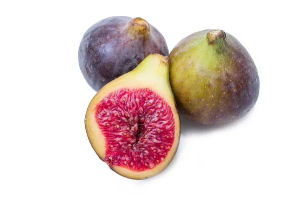 Fresh Natural Figs Isolated White Background — 스톡 사진