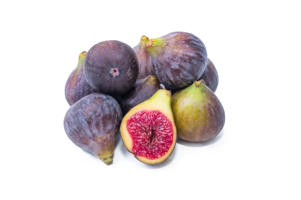 Fresh Natural Figs Isolated White Background — 스톡 사진