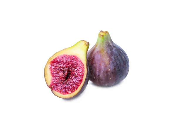 Figues Naturelles Fraîches Isolées Sur Fond Blanc — Photo