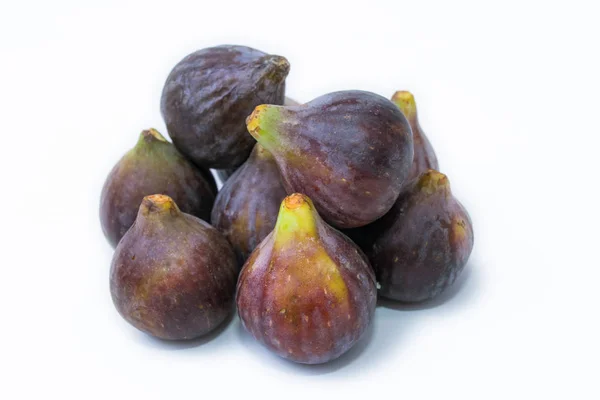 Natural Black Figs Isolated White Background — 스톡 사진