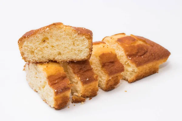 Gâteau Éponge Gâteau Traditionnel Isolé Sur Fond Blanc — Photo