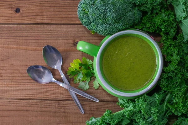 Kopje Met Bouillon Room Van Groenten Natuurlijke Groenten — Stockfoto