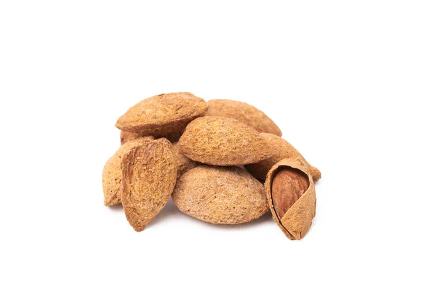 Amandes Naturelles Isolées Sur Fond Noix — Photo