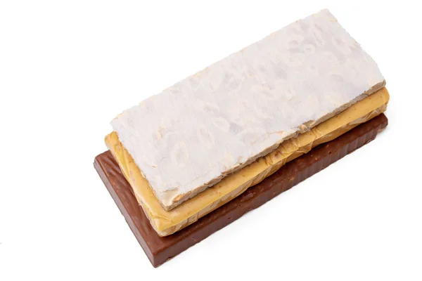 Nougat Comprimés Isolés Sur Blanc — Photo