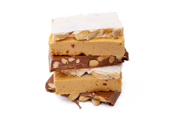 Torrone Assortito Isolato Bianco — Foto Stock