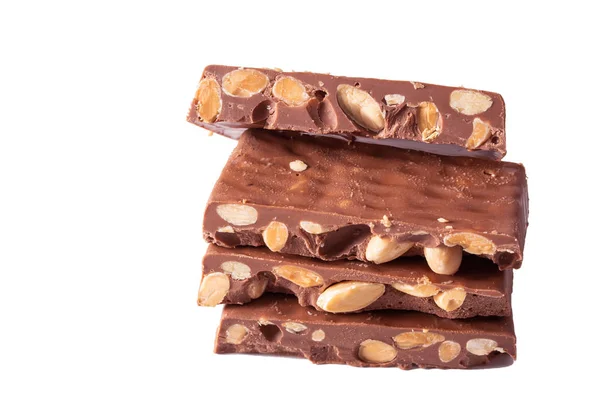 Schokolade Nougat Isoliert Auf Weißem Hintergrund — Stockfoto