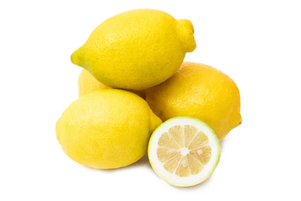 Limones Naturales Con Hojas Limón Aisladas — Foto de Stock