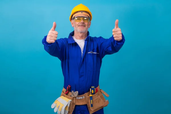 Erwachsener Mann Mit Kleidung Und Ausrüstung Für Bauarbeiten Arbeiter — Stockfoto