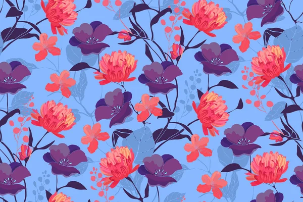Art vecteur floral motif sans couture avec des fleurs . — Image vectorielle