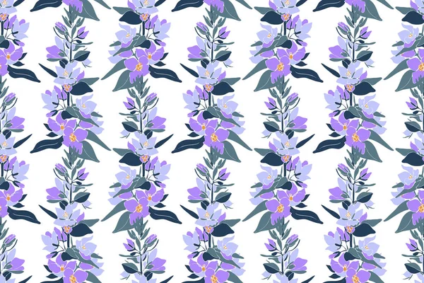 Arte floral vector patrón sin costura. Flores violetas — Archivo Imágenes Vectoriales