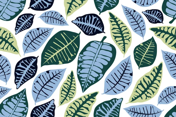 Art Vecteur Floral Motif Sans Couture Feuilles Tropicales Bleues Bleu — Image vectorielle