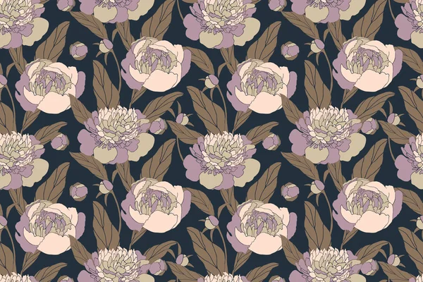 Art vecteur floral motif sans couture avec pivoines . — Image vectorielle