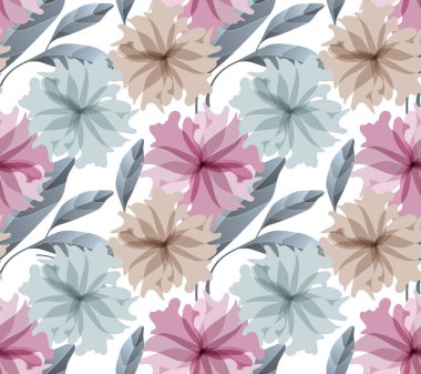 Çiçeksiz sanat vektörü deseni. Soluk çiçekler.