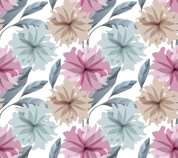 Art vecteur floral motif sans couture. Fleurs pâles . — Image vectorielle