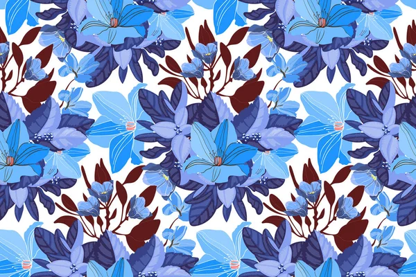 Art Vecteur Floral Motif Sans Couture Branches Brunes Feuilles Aux — Image vectorielle