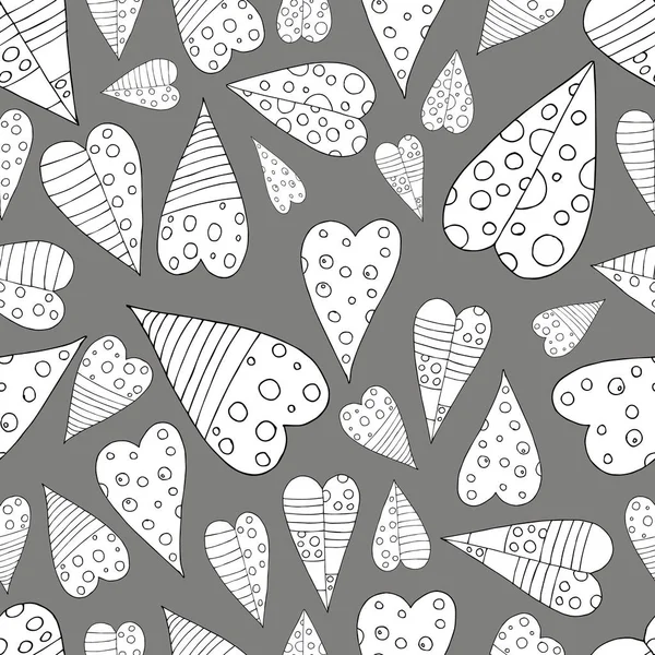 心のかわいいシームレスなパターン 結婚式や子供のデザイン ロゴやグリーティングカード ファブリック テキスタイル カバー 包装紙のための手で描かれたベクトルイラスト — ストックベクタ
