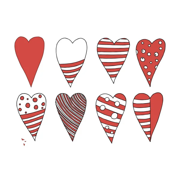 Sweet Set Hearts Vector Illustration Drawn Hand Wedding Children Design — 스톡 벡터