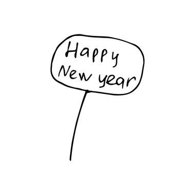 Tek yazıtlı mutlu Noeller. Giysi, poster, tekstil, kumaş, kapak, dekupaj için elle çizilmiş vektör çizimi. İskandinav tarzı.